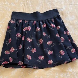 Forever 21 Black Floral Skater Skirt
